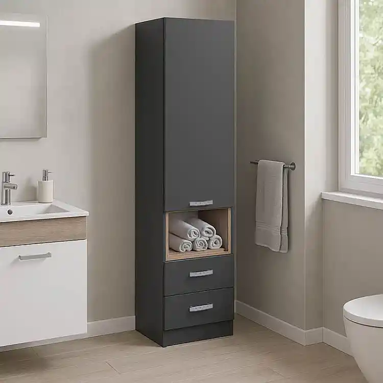 Βιτρίνα-στήλη Toscana pakoworld σε ανθρακί απόχρωση 50x42x222.5εκ