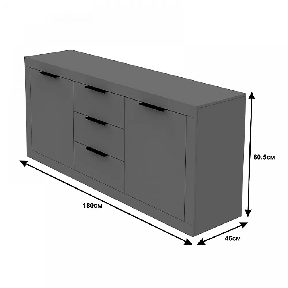 Μπουφές Doha pakoworld σε ανθρακί απόχρωση 180x45x80.5εκ Μπουφές Doha pakoworld σε ανθρακί απόχρωση 180x45x80.5εκ