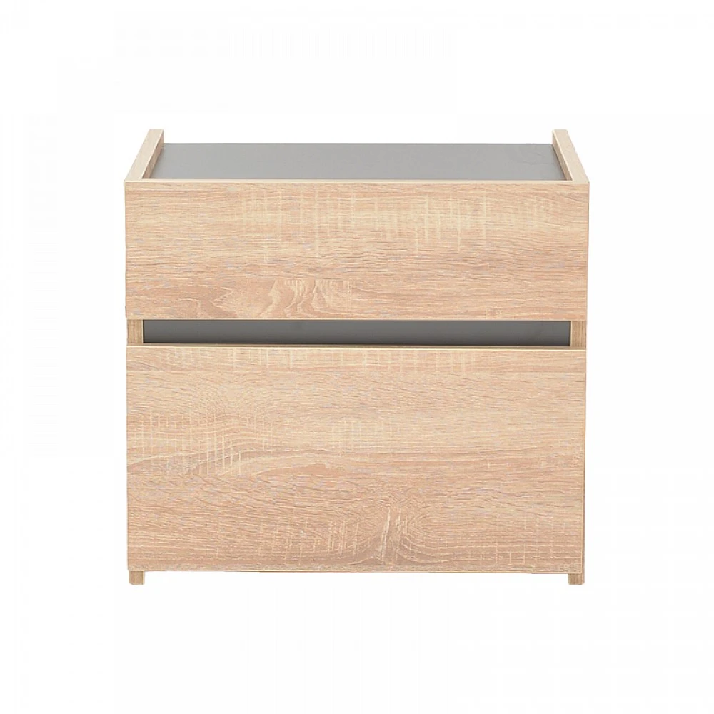 Κομοδίνο Comcie pakoworld σε φυσικό με γκρι απόχρωση 50x42x45.5εκ