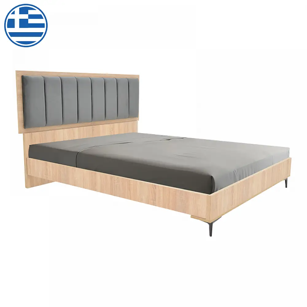 Κρεβάτι διπλό Monacol pakoworld σε φυσική με ανθρακί απόχρωση 160x200εκ