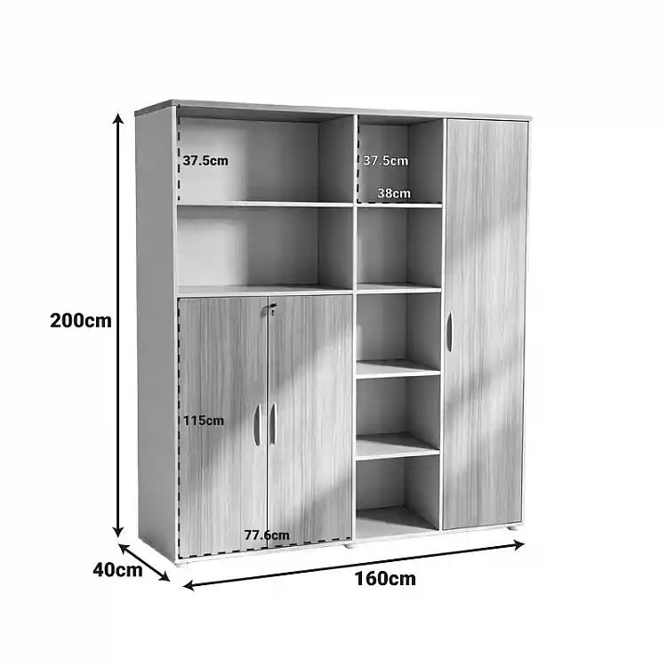 Βιβλιοθήκη γραφείου Stark pakoworld σε oak-μπεζ απόχρωση 160x40x200εκ