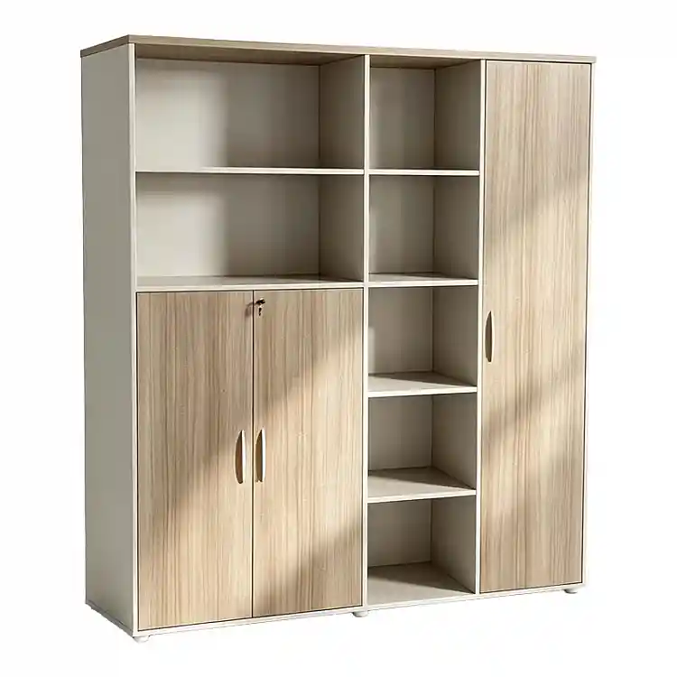 Βιβλιοθήκη γραφείου Jabari pakoworld σε oak-μπεζ απόχρωση 160x40x200εκ