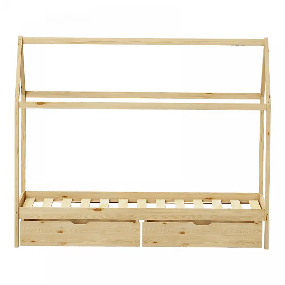 Παιδικό κρεβάτι Mellin τ. Montessori με 2 συρτάρια pakoworld ξύλο πεύκου σε φυσική απόχρωση 90x190εκ