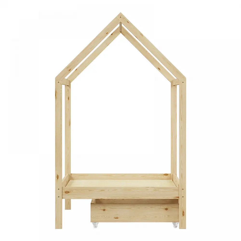 Παιδικό κρεβάτι Mellin τ. Montessori με 2 συρτάρια pakoworld ξύλο πεύκου σε φυσική απόχρωση 90x190εκ