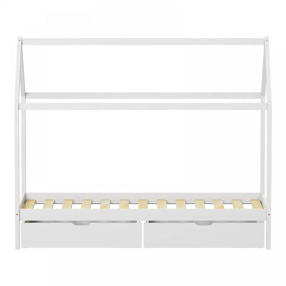 Παιδικό κρεβάτι Mellin τ. Montessori με 2 συρτάρια pakoworld ξύλο πεύκου σε λευκή απόχρωση 90x190εκ