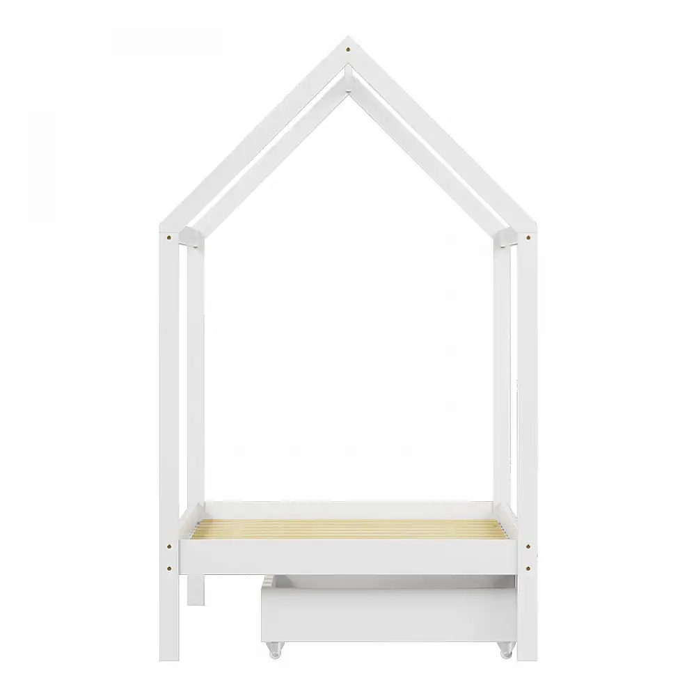 Παιδικό κρεβάτι Mellin τ. Montessori με 2 συρτάρια pakoworld ξύλο πεύκου σε λευκή απόχρωση 90x190εκ