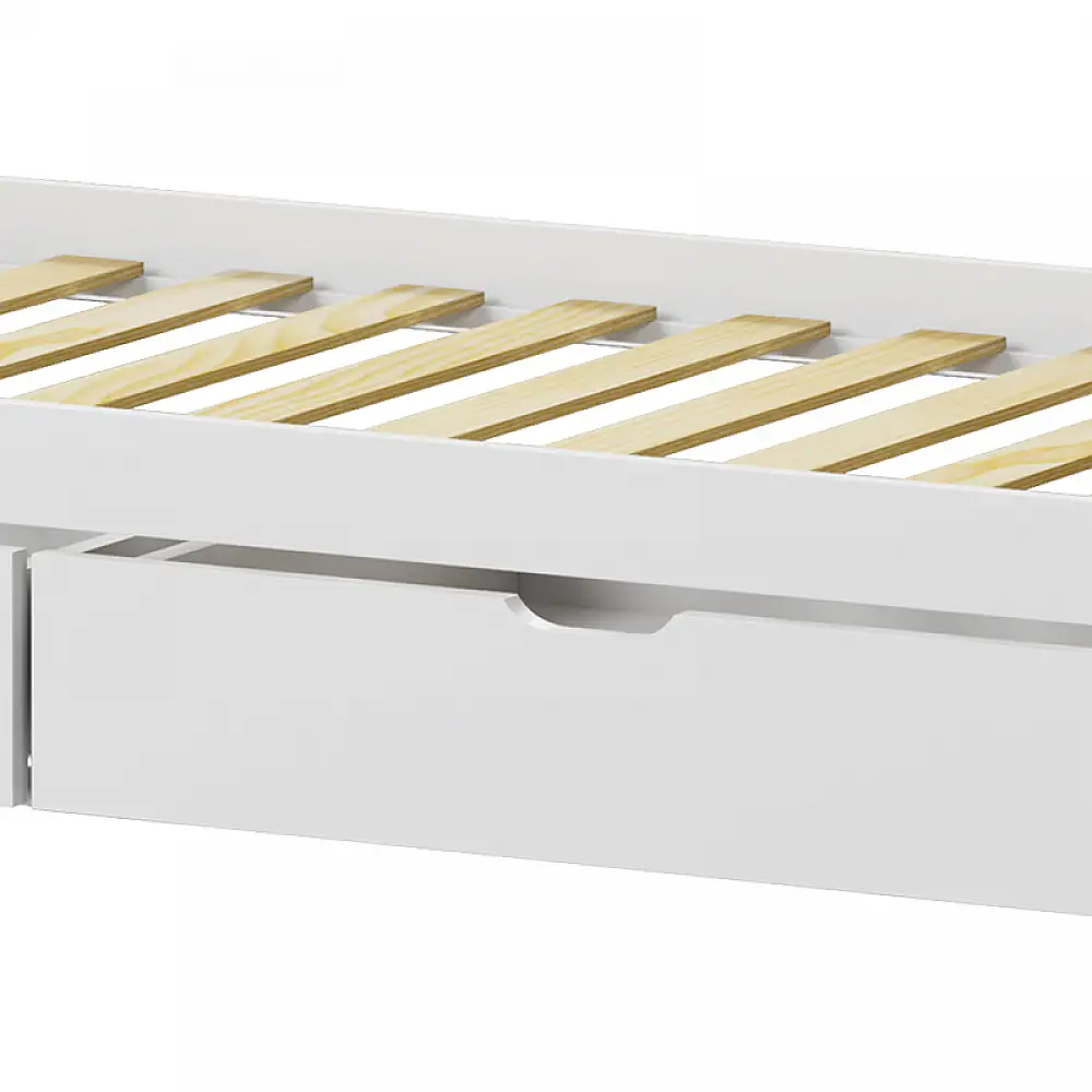 Παιδικό κρεβάτι Mellin τ. Montessori με 2 συρτάρια pakoworld ξύλο πεύκου σε λευκή απόχρωση 90x190εκ