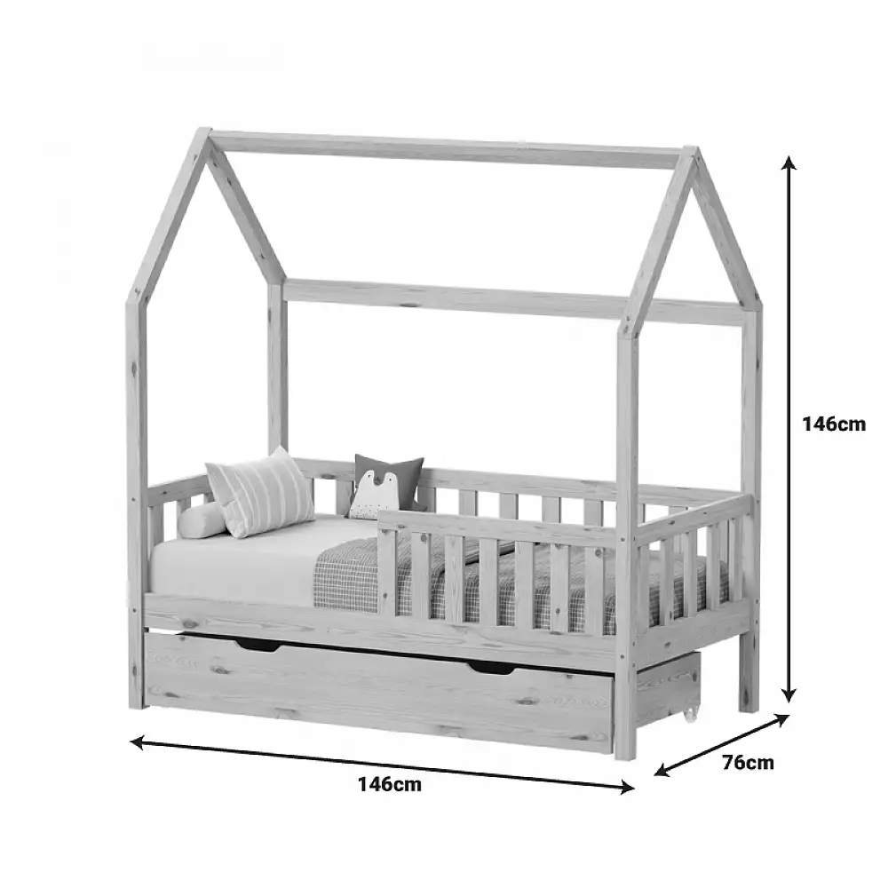 Παιδικό κρεβάτι Bendina τ. Montessori με συρτάρι pakoworld ξύλο πεύκου σε φυσική απόχρωση 70x140εκ