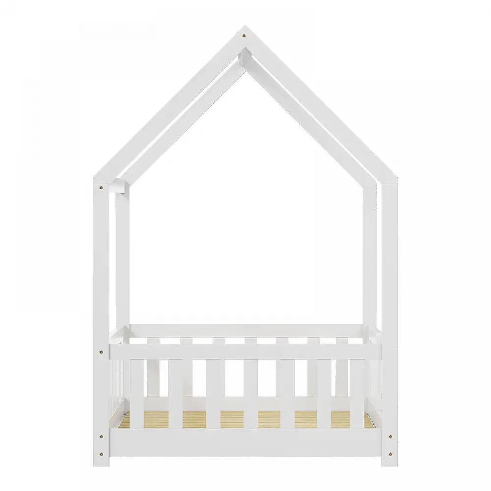 Παιδικό κρεβάτι Callan τ. Montessori με κιγκλίδωμα pakoworld ξύλο πεύκου σε λευκή απόχρωση 90x190εκ