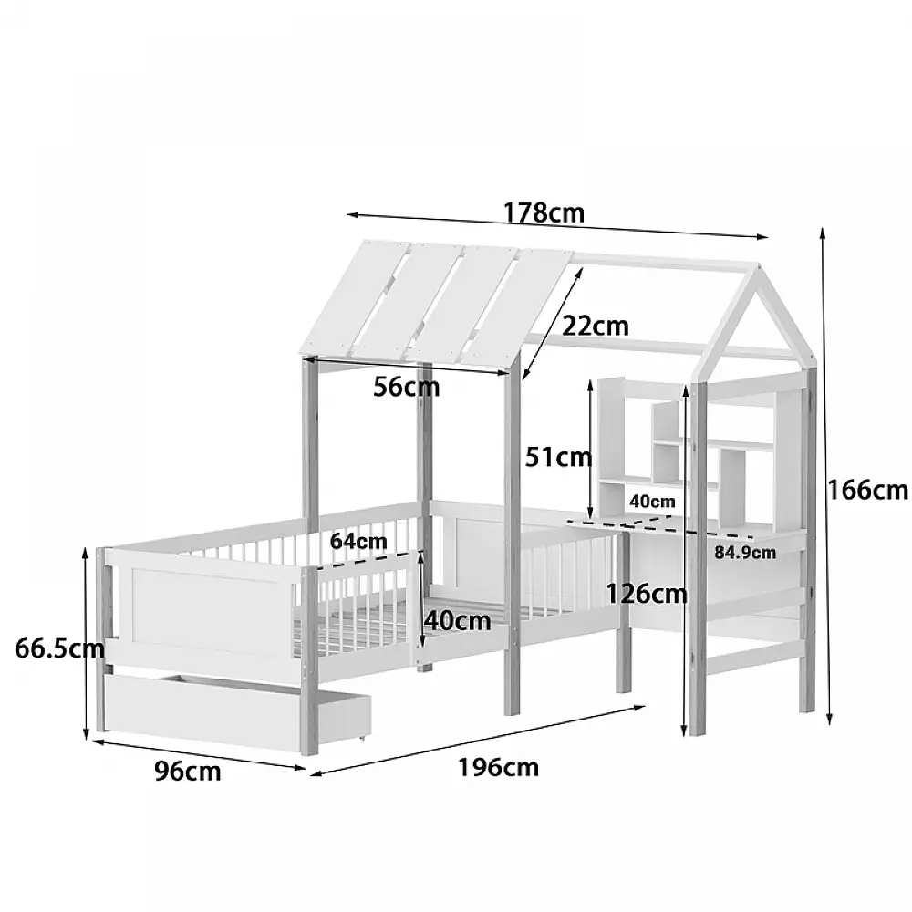 Παιδικό κρεβάτι Bedria pakoworld τ. Montessori ξύλο σε λευκή-φυσική απόχρωση 90x190εκ
