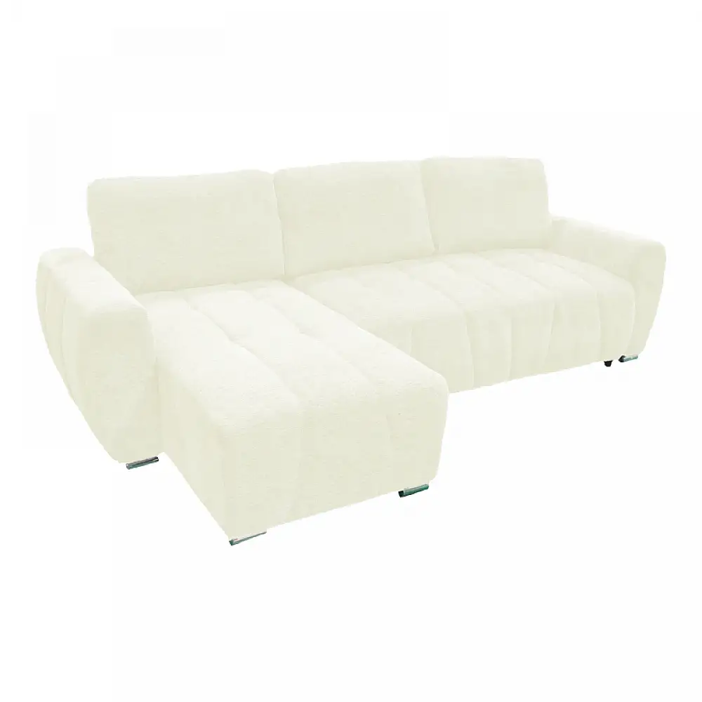 Γωνιακός αναστρέψιμος καναπές-κρεβάτι Vivad pakoworld ύφασμα σε μπεζ απόχρωση 275x164x91εκ