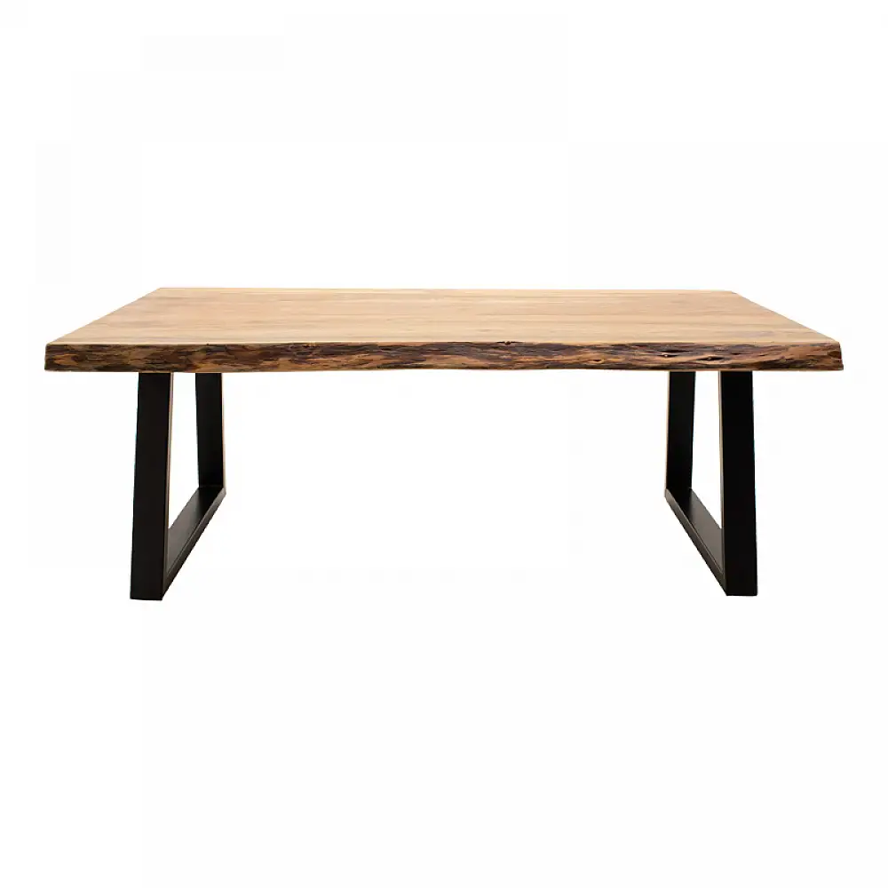 Τραπέζι σαλονιού Miles Slim pakoworld μασίφ ξύλο ακακίας σε φυσική απόχρωση με μαύρα μεταλλικά πόδια 115x60x45εκ