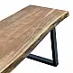 Παγκάκι Miles Slim pakoworld μασίφ ξύλο ακακίας σε φυσική απόχρωση με μαύρα μεταλλικά πόδια 160x40x45εκ