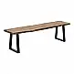 Παγκάκι Miles Slim pakoworld μασίφ ξύλο ακακίας σε φυσική απόχρωση με μαύρα μεταλλικά πόδια 160x40x45εκ