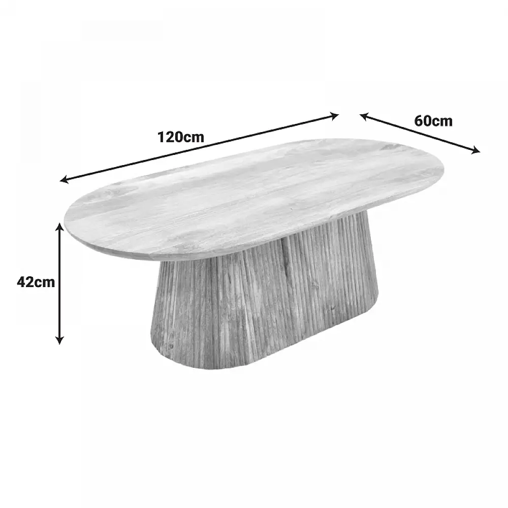 Τραπέζι σαλονιού Aithra pakoworld μασίφ ξύλο μάνγκο καρυδί 120x60x42εκ