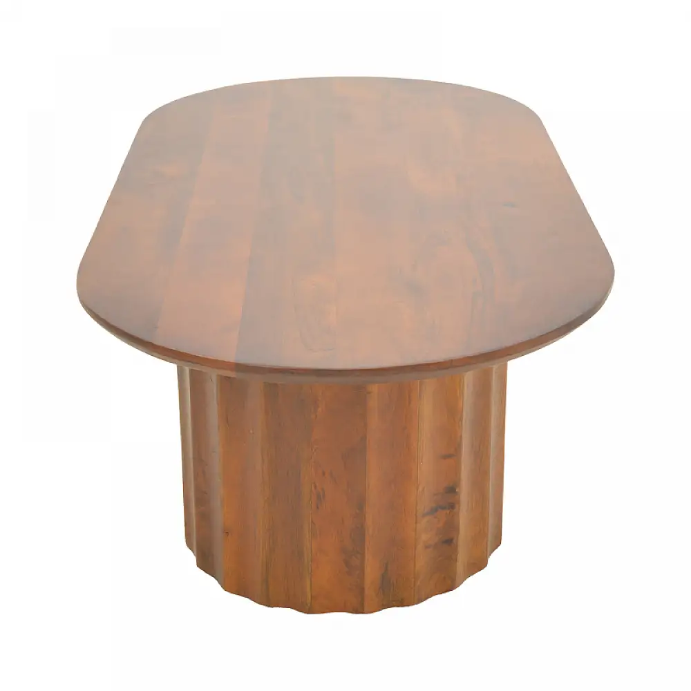 Τραπέζι σαλονιού Flute pakoworld μασίφ ξύλο μάνγκο καρυδί 130x65x40εκ