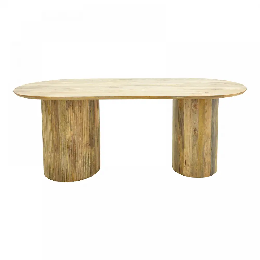 Τραπέζι Flute pakoworld μασίφ μάνγκο ξύλο σε φυσική απόχρωση 200x90x76εκ