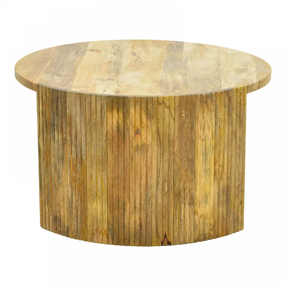 Τραπέζι σαλονιού Orban pakoworld μασίφ μάνγκο ξύλο σε φυσική απόχρωση Φ80x45εκ