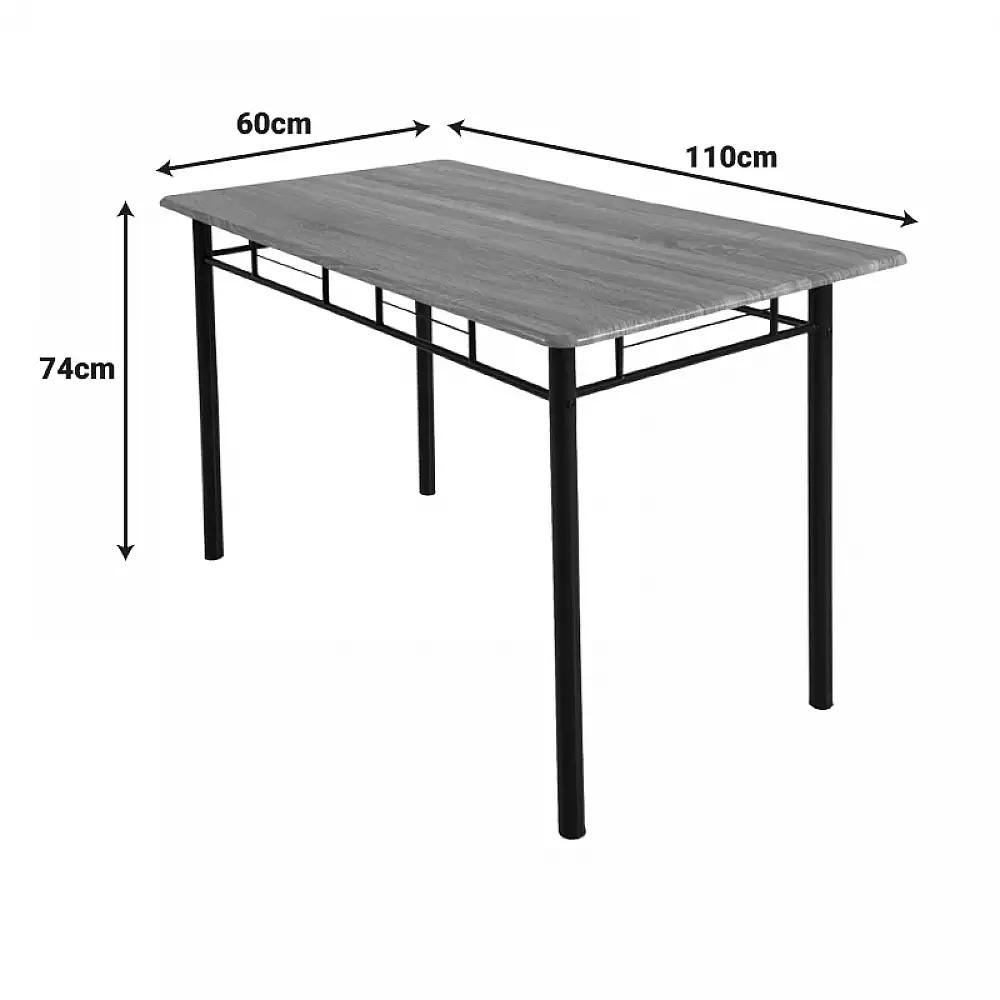 Τραπεζαρία Reforia pakoworld σετ 5τμχ mdf σε γκρι απόχρωση με μαύρα μεταλλικά πόδια 110x60x74εκ
