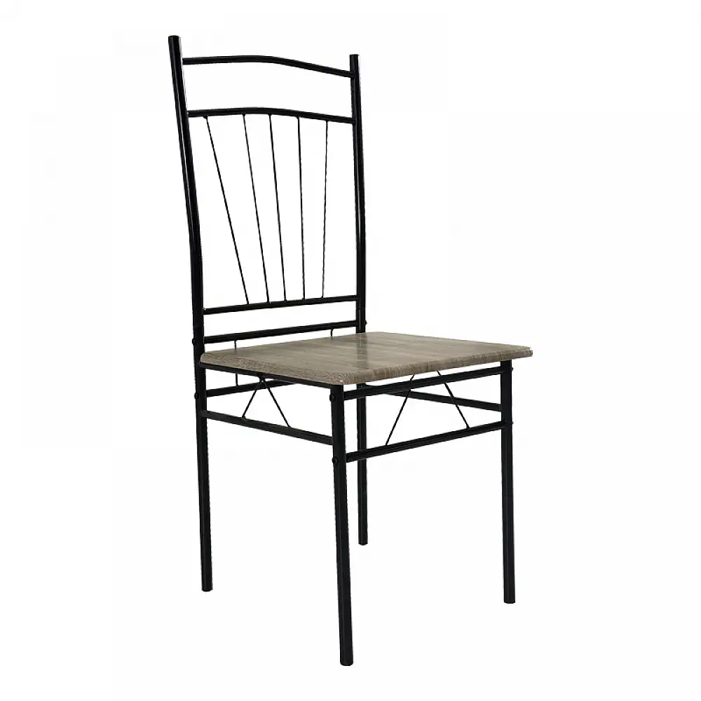 Τραπεζαρία Reforia pakoworld σετ 5τμχ mdf σε γκρι απόχρωση με μαύρα μεταλλικά πόδια 110x60x74εκ