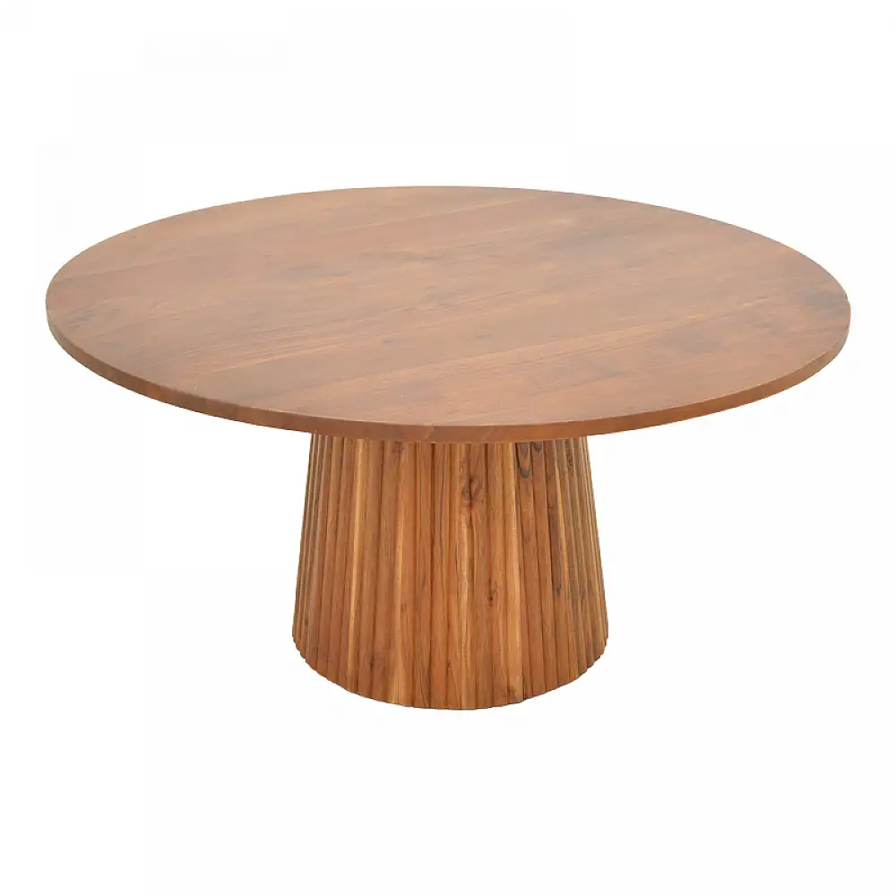 Τραπέζι σαλονιού Canicule ΙI pakoworld μασίφ ξύλο ακακίας σε καρυδί απόχρωση Φ80x40εκ