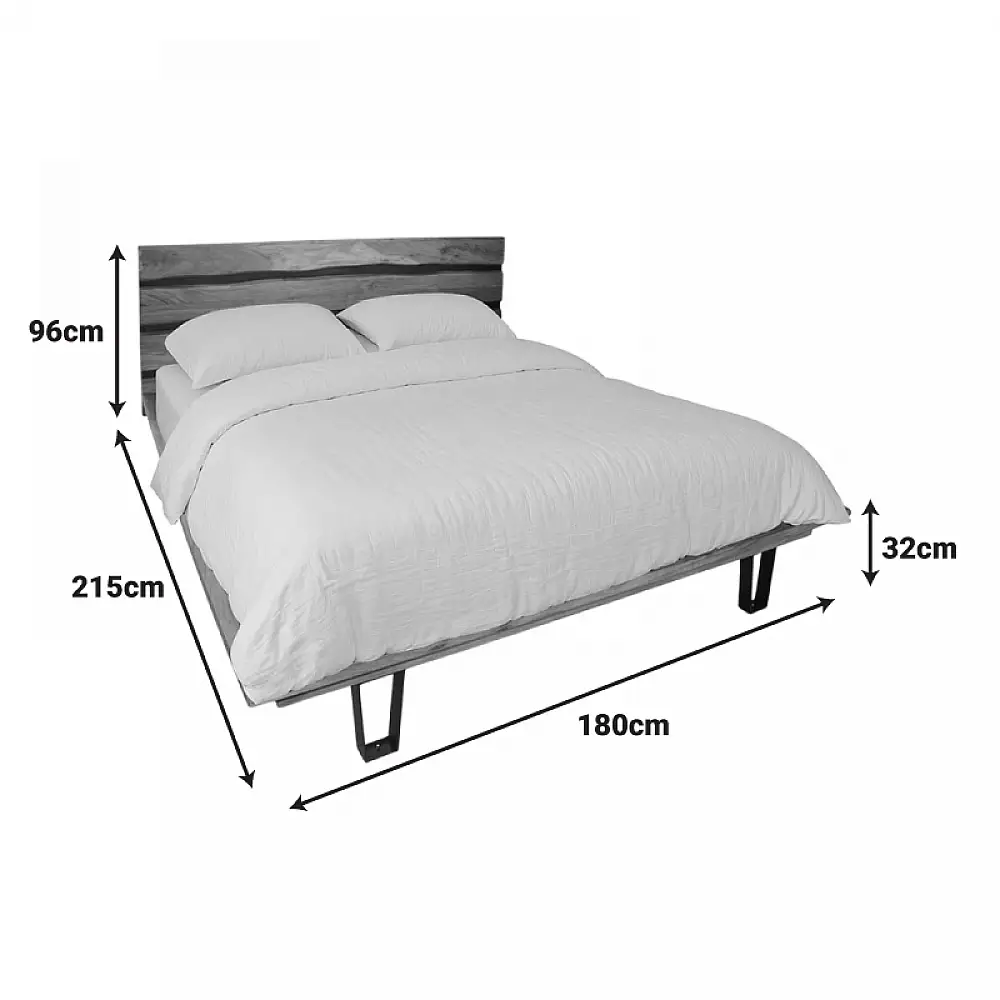 Κρεβάτι Imena pakoworld διπλό μασίφ ξύλο σε φυσική απόχρωση 160x200εκ