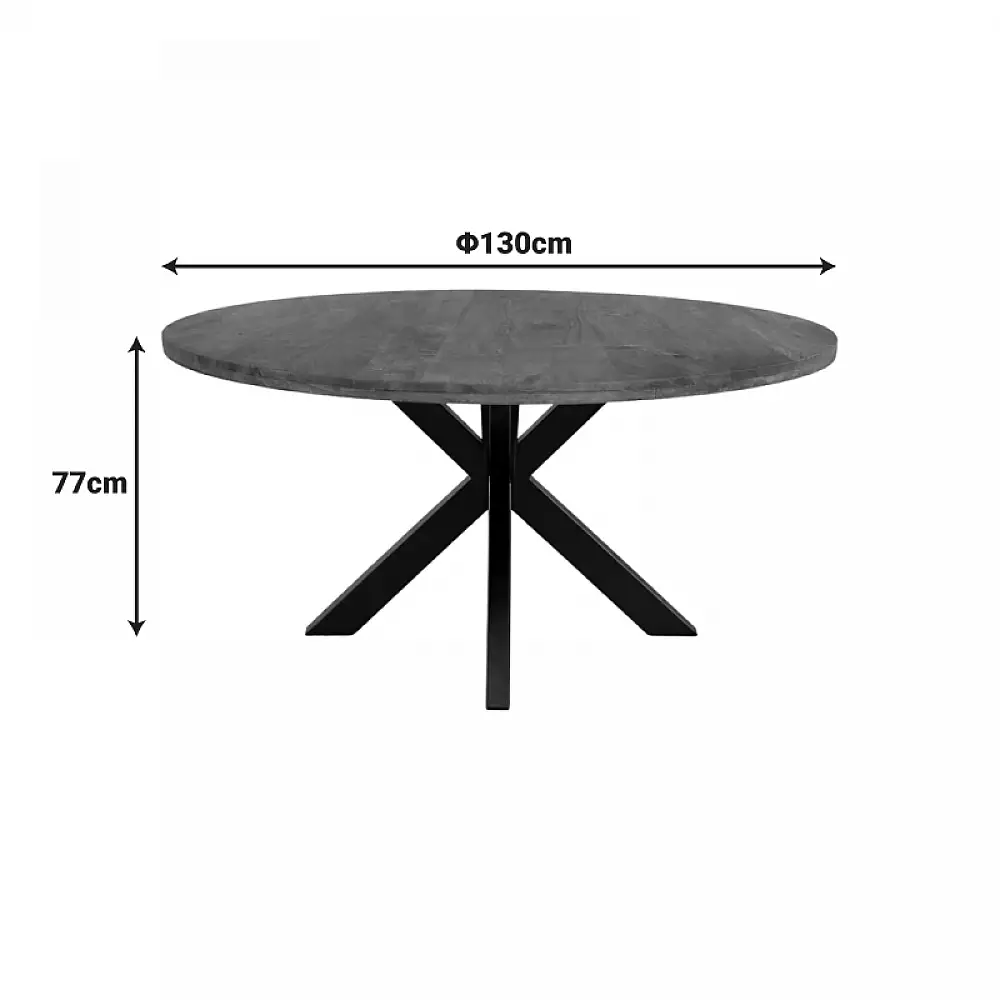 Τραπεζι Royalty pakoworld μασίφ mango ξύλο καρυδί-πόδι μαύρο μέταλλο Φ130x77εκ