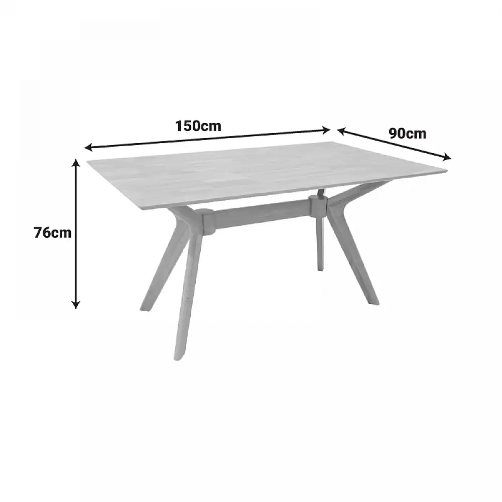 Τραπέζι Raffles pakoworld rubberwood με mdf σε φυσική απόχρωση 150x90x76εκ