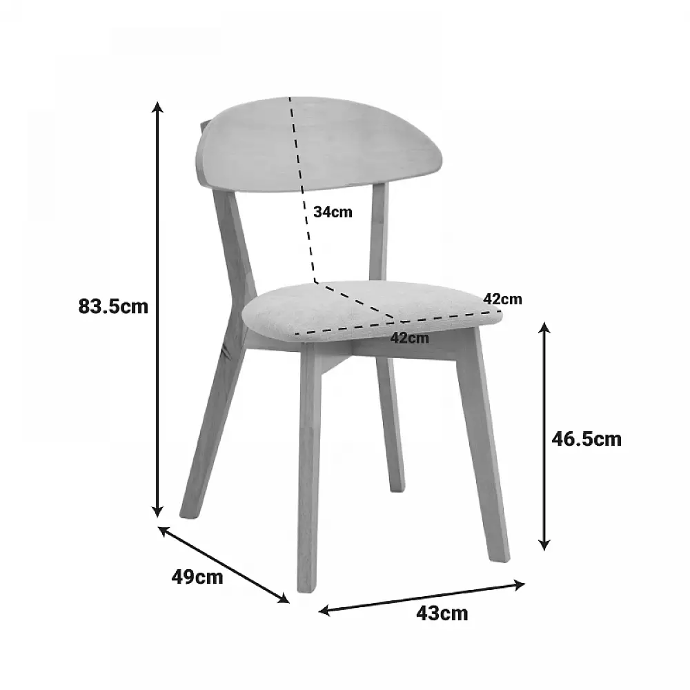 Καρέκλα Canon pakoworld rubberwood σε φυσική απόχρωση με γκρι μπεζ ύφασμα 43x43x79.5εκ | 2 τμχ