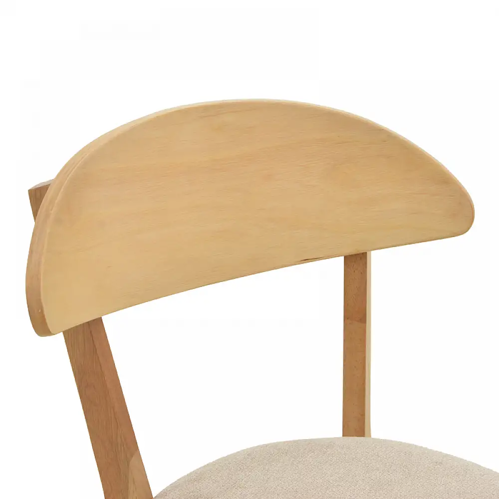 Καρέκλα Canon pakoworld rubberwood σε φυσική απόχρωση με γκρι μπεζ ύφασμα 43x43x79.5εκ | 2 τμχ