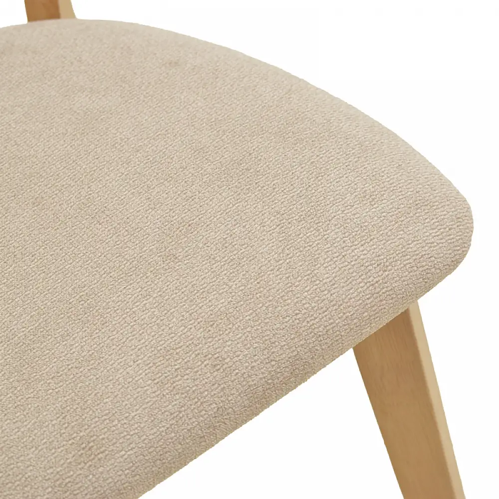 Καρέκλα Canon pakoworld rubberwood σε φυσική απόχρωση με γκρι μπεζ ύφασμα 43x43x79.5εκ | 2 τμχ