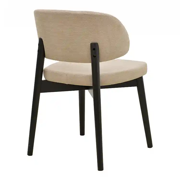 Καρέκλα Siena pakoworld μπεζ ύφασμα μαύρο rubberwood 48x50x81εκ | 2 τμχ
