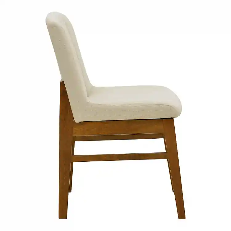Καρέκλα Dalby pakoworld εκρού ύφασμα καρυδί rubberwood 50x45x85,5εκ | 2 τμχ