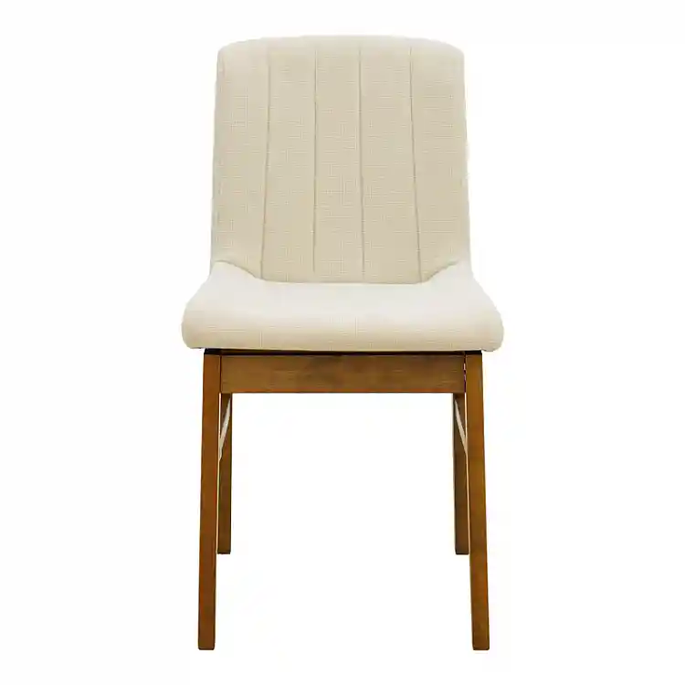 Καρέκλα Dalby pakoworld εκρού ύφασμα καρυδί rubberwood 50x45x85,5εκ | 2 τμχ