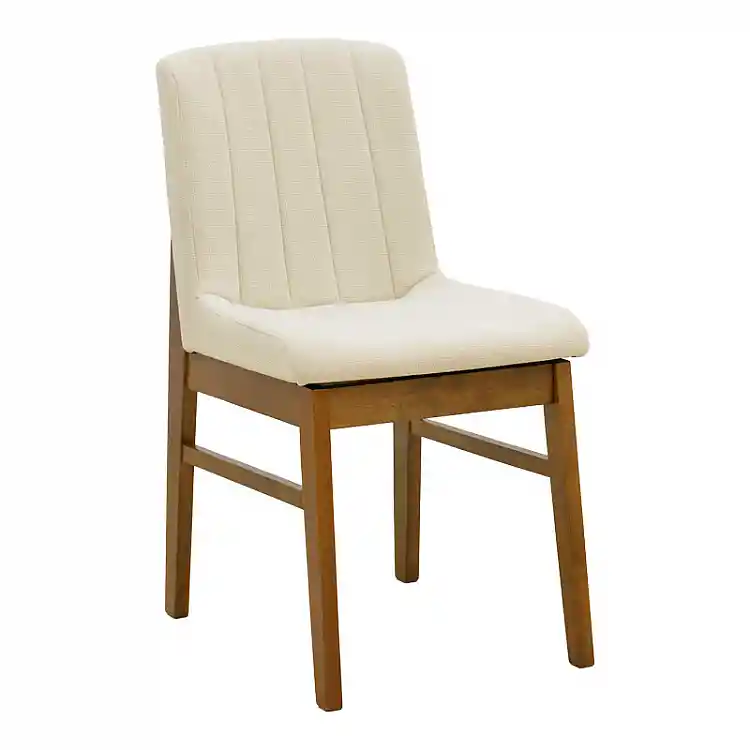 Καρέκλα Dalby pakoworld εκρού ύφασμα καρυδί rubberwood 50x45x85,5εκ | 2 τμχ