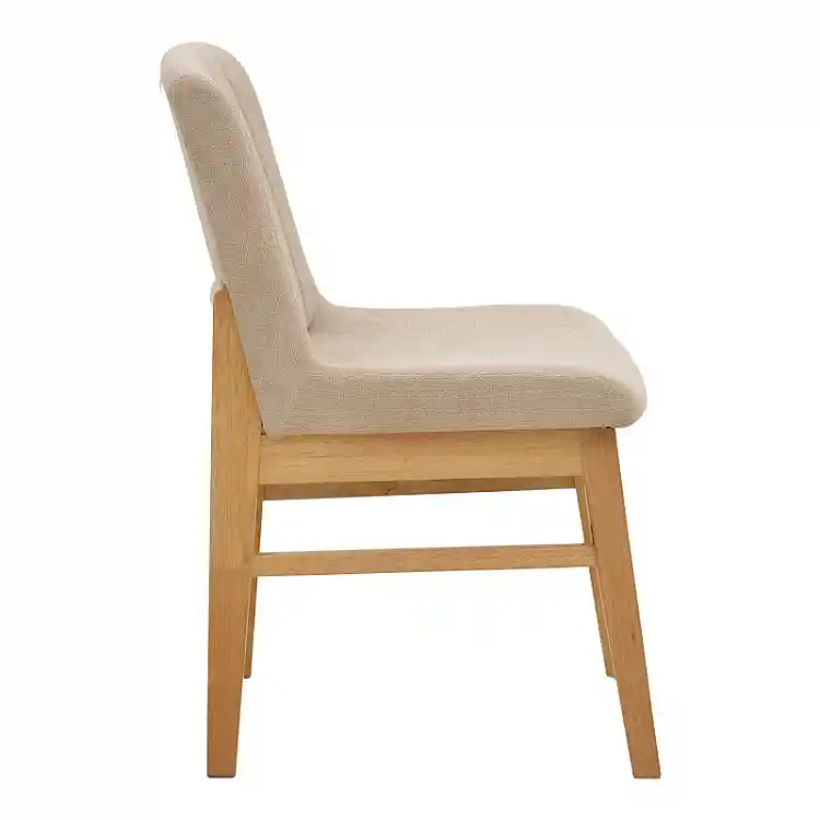 Καρέκλα Dalby pakoworld μπεζ ύφασμα sonoma rubberwood 50x45x85,5εκ | 2 τμχ