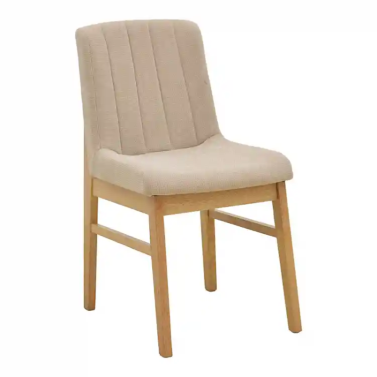 Καρέκλα Dalby pakoworld μπεζ ύφασμα sonoma rubberwood 50x45x85,5εκ | 2 τμχ