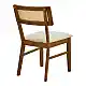 Καρέκλα Raffles pakoworld καρυδί rubberwood με pe rattan και εκρού ύφασμα 47x48x83.5εκ | 2 τμχ