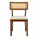 Καρέκλα Raffles pakoworld καρυδί rubberwood με pe rattan και εκρού ύφασμα 47x48x83.5εκ | 2 τμχ
