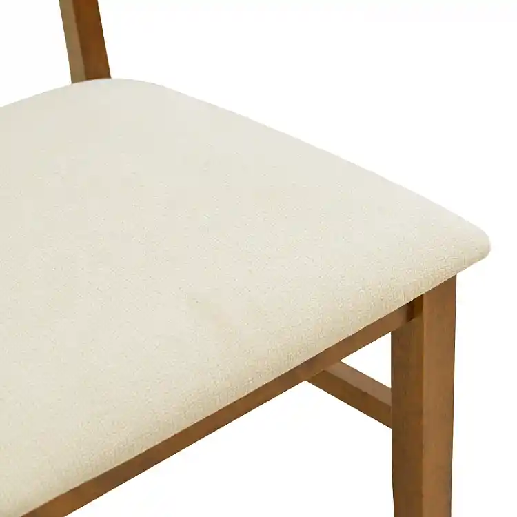 Καρέκλα Raffles pakoworld καρυδί rubberwood με pe rattan και εκρού ύφασμα 47x48x83.5εκ | 2 τμχ
