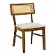 Καρέκλα Raffles pakoworld καρυδί rubberwood με pe rattan και εκρού ύφασμα 47x48x83.5εκ | 2 τμχ