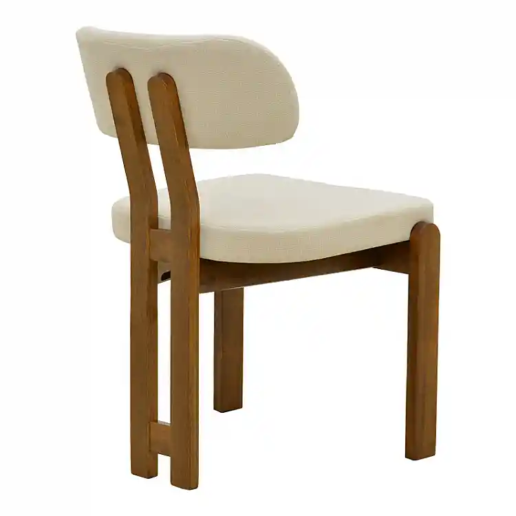 Καρέκλα Genoa pakoworld καρυδί rubberwood και εκρού ύφασμα 50x43x82εκ | 2 τμχ