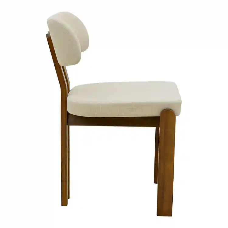 Καρέκλα Genoa pakoworld καρυδί rubberwood και εκρού ύφασμα 50x43x82εκ | 2 τμχ