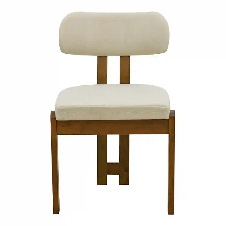 Καρέκλα Genoa pakoworld καρυδί rubberwood και εκρού ύφασμα 50x43x82εκ | 2 τμχ