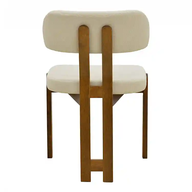 Καρέκλα Genoa pakoworld καρυδί rubberwood και εκρού ύφασμα 50x43x82εκ | 2 τμχ