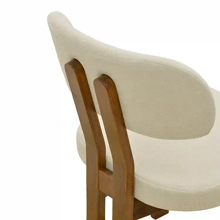 Καρέκλα Genoa pakoworld καρυδί rubberwood και εκρού ύφασμα 50x43x82εκ | 2 τμχ