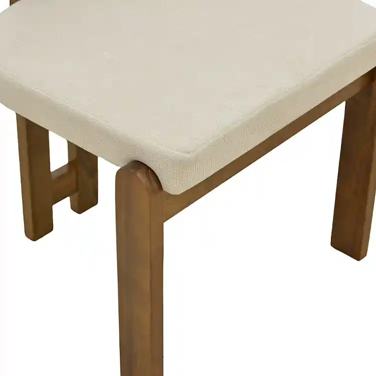 Καρέκλα Genoa pakoworld καρυδί rubberwood και εκρού ύφασμα 50x43x82εκ | 2 τμχ