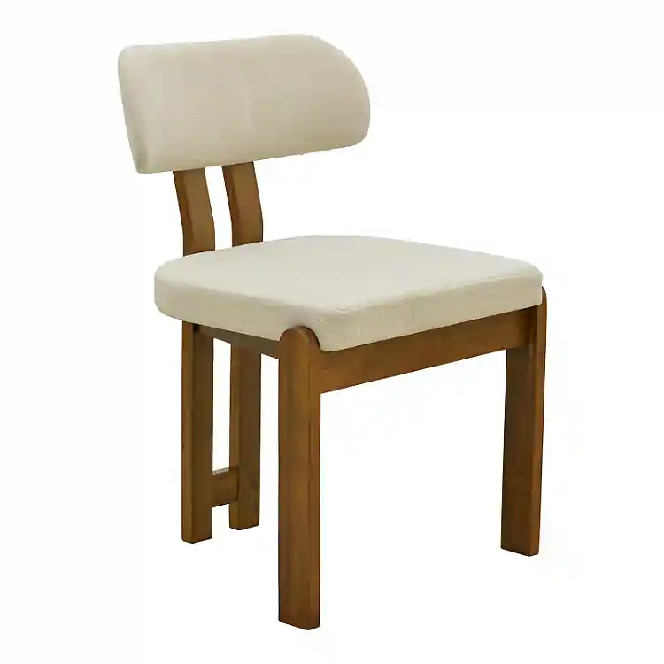 Καρέκλα Genoa pakoworld καρυδί rubberwood και εκρού ύφασμα 50x43x82εκ | 2 τμχ
