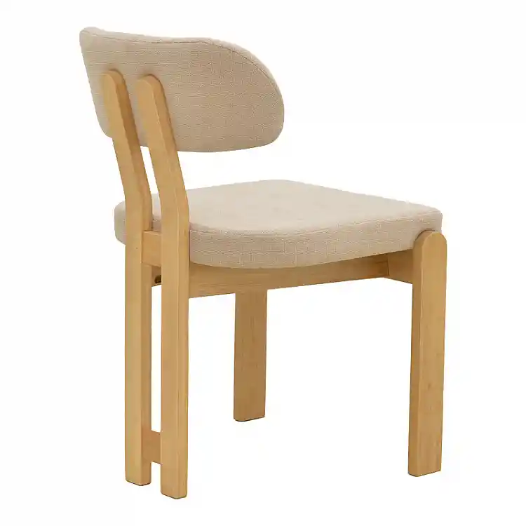 Καρέκλα Genoa pakoworld sonoma rubberwood και μπεζ ύφασμα 50x43x82εκ | 2 τμχ
