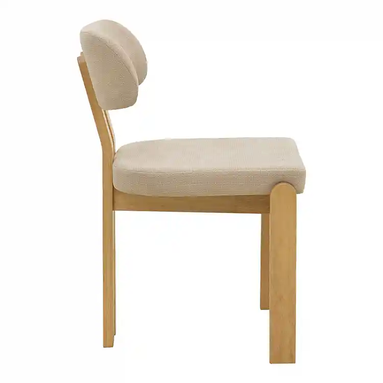 Καρέκλα Genoa pakoworld sonoma rubberwood και μπεζ ύφασμα 50x43x82εκ | 2 τμχ